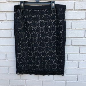 ✨Pencil Skirt Nude with Black Lace Overlay✨